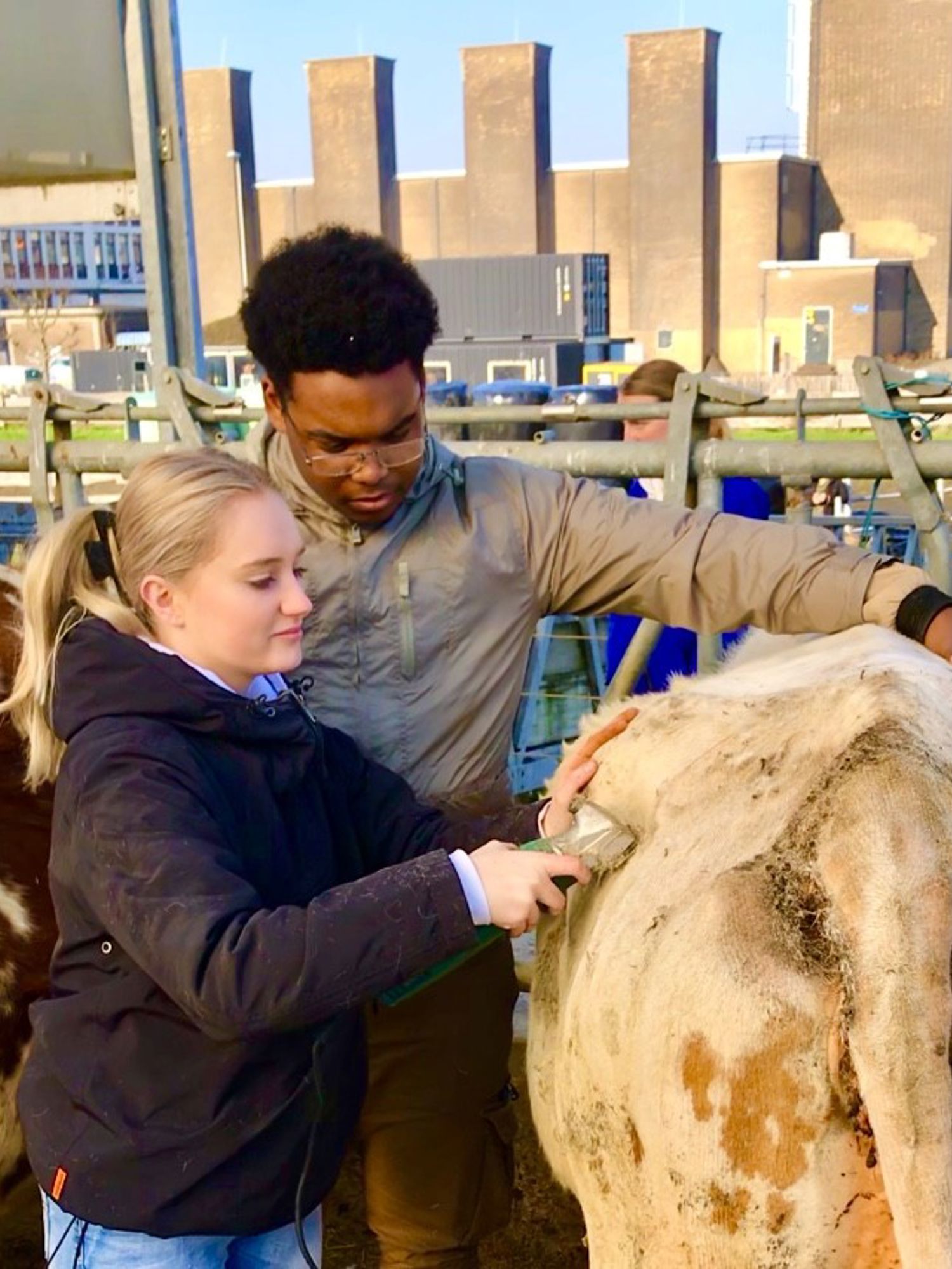 Docent van Yuverta vmbo Eindhoven neemt een vlog op met zijn eigen telefoon